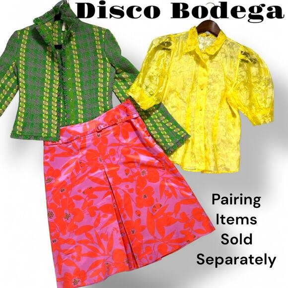 Silk Vintage Skirt Jeweled A Line Belted Clasp Size 6 - Picture 2 of 15